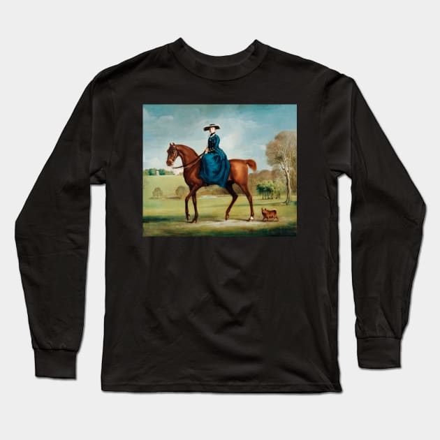 Lady back riding horse Long Sleeve T-Shirt by RosMir